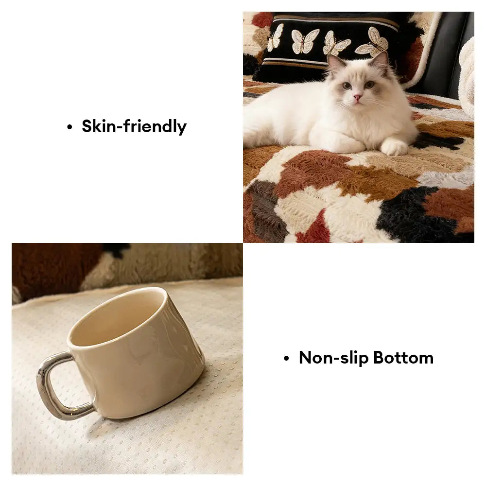 Stylish Color-Blocked Faux Rabbit Fur Soft Non-Slip Irregularly Shap... detail view 10 | Petix pet supplies for dogs and cats
