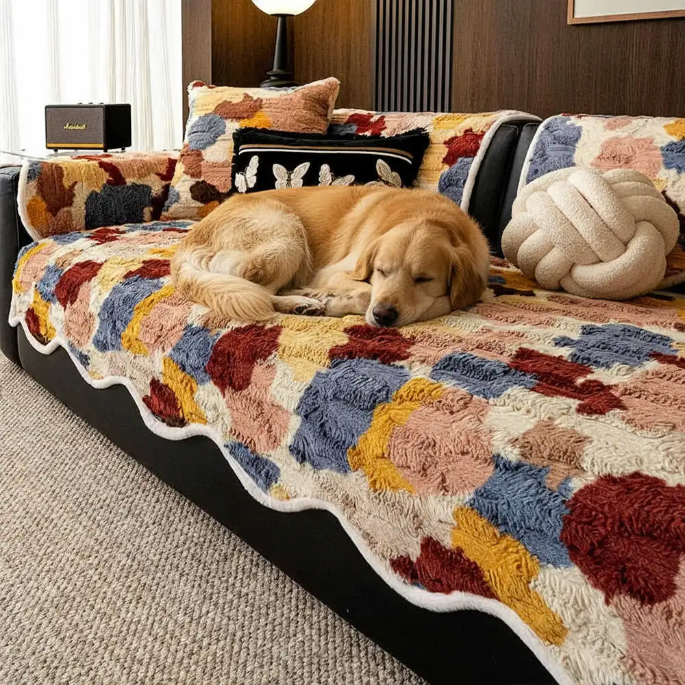 Stylish Color-Blocked Faux Rabbit Fur Soft Non-Slip Irregularly Shape... detail view 8 | Petix pet supplies for dogs and cats