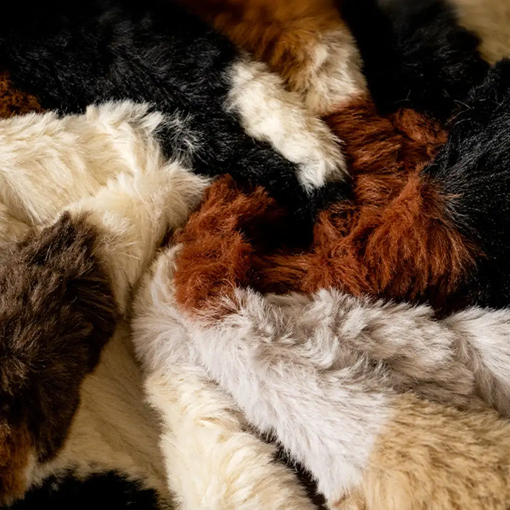Stylish Color-Blocked Faux Rabbit Fur Soft Non-Slip Irregularly Shape... detail view 4 | Petix pet supplies for dogs and cats
