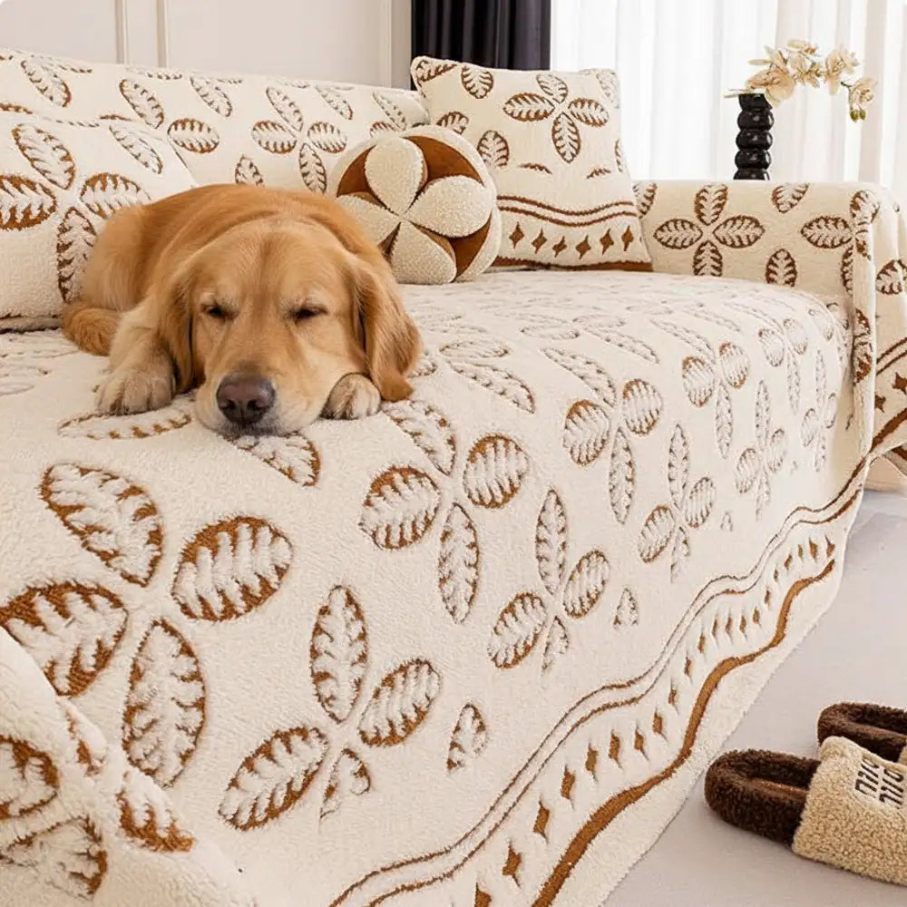 Thickened Jacquard Velvet Leaf Pattern Sofa Decoration Multi-Purpose... detail view 4 | Petix pet supplies for dogs and cats