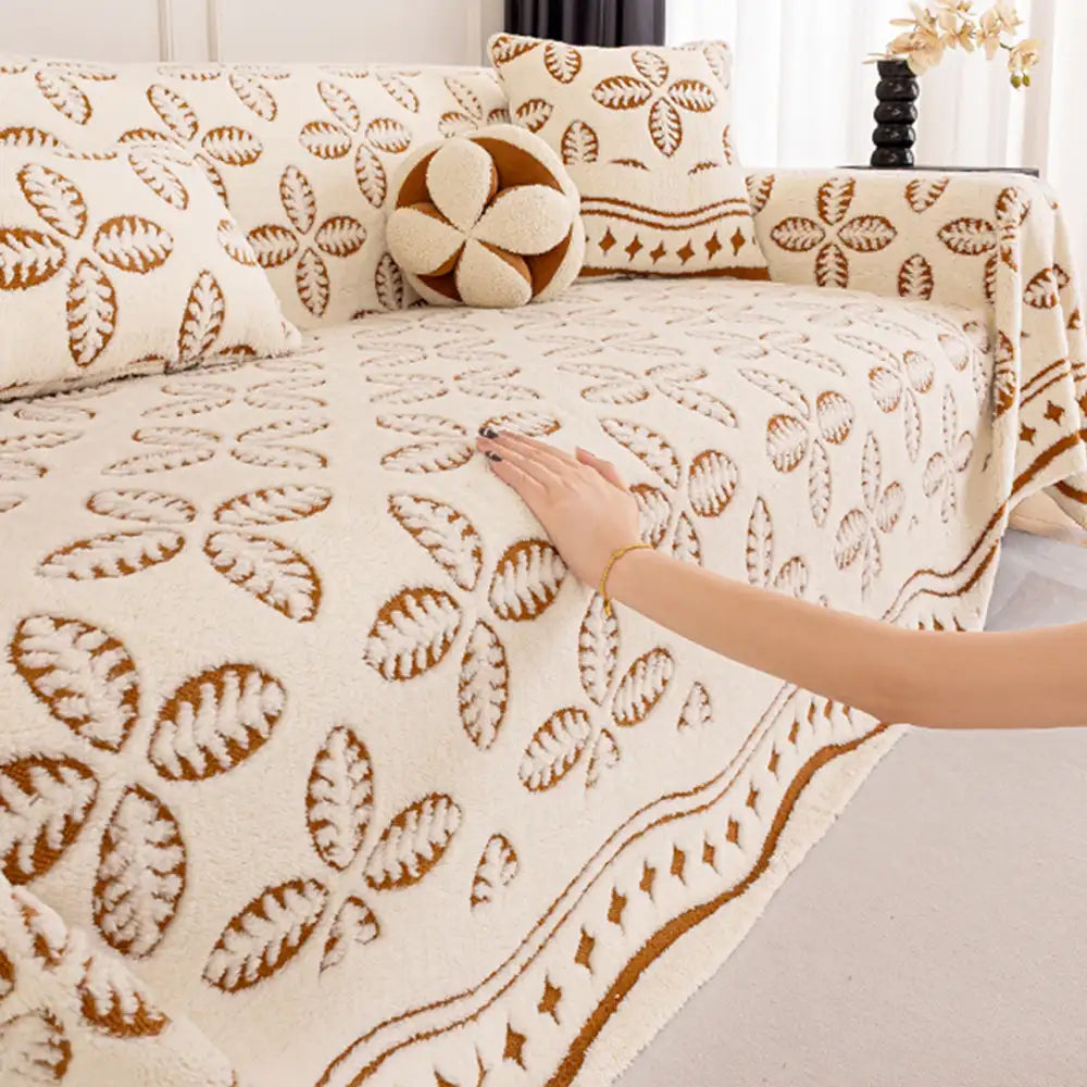Thickened Jacquard Velvet Leaf Pattern Sofa Decoration Multi-Purpose... detail view 9 | Petix pet supplies for dogs and cats
