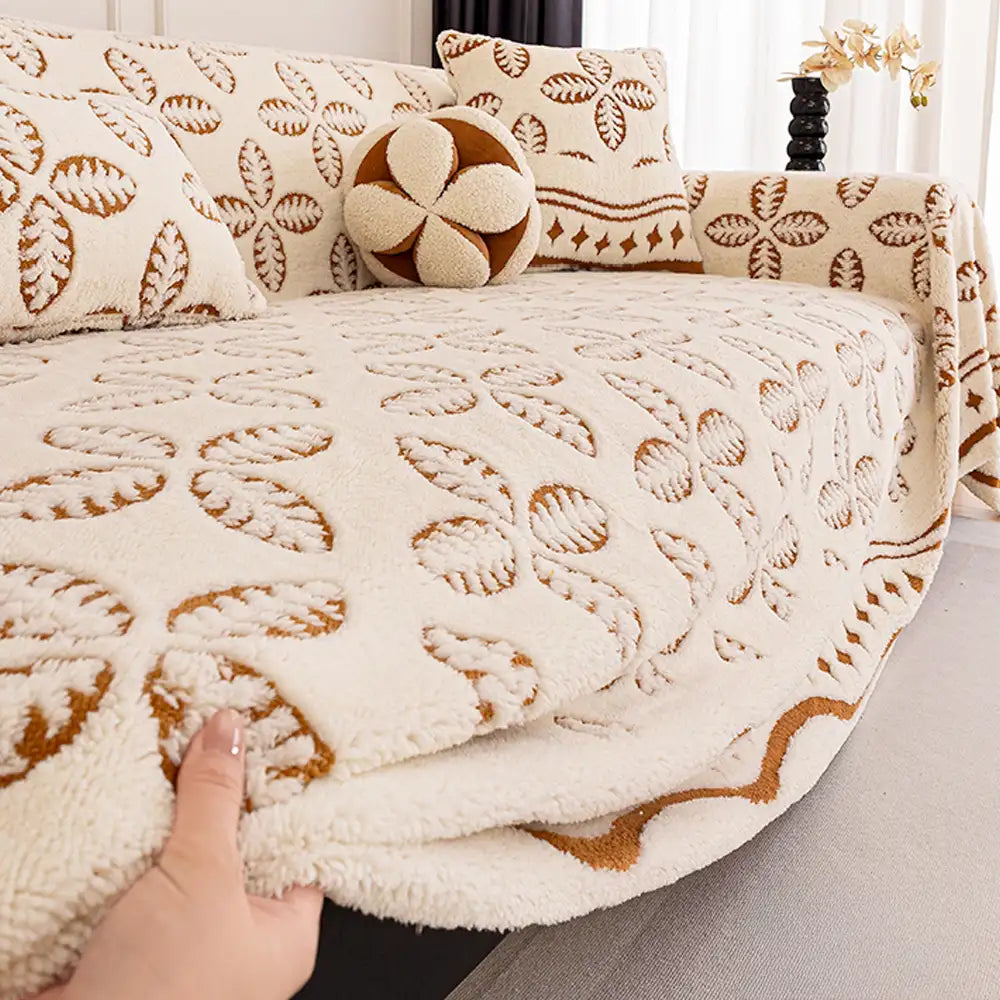 Thickened Jacquard Velvet Leaf Pattern Sofa Decoration Multi-Purpose... detail view 3 | Petix pet supplies for dogs and cats