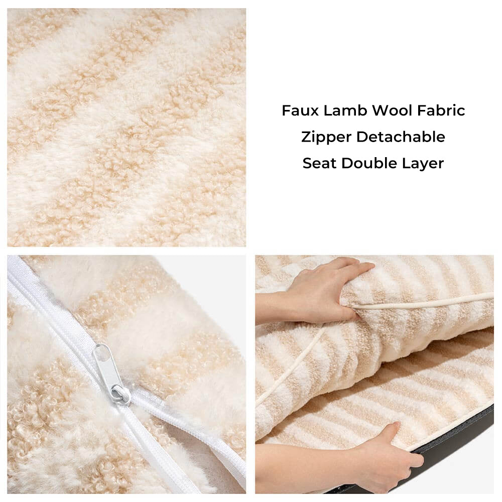 Trendy Striped Faux Lambswool Double Layer Dog & Cat Sofa Bed - Outd... detail view 10 | Petix pet supplies for dogs and cats