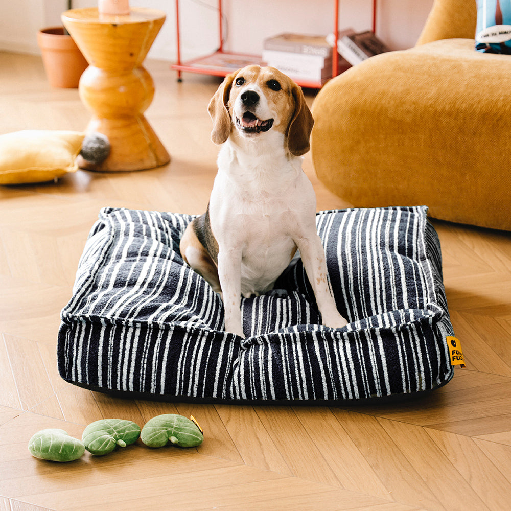SnugNest Textured Stripe Storage Ottoman Dog Bed - Dog Beds detail view 2 | Petix pet supplies for dogs and cats