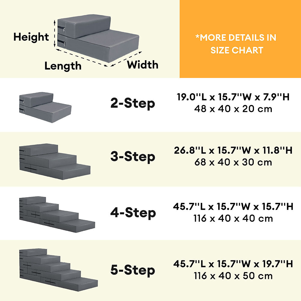 Waterproof Washable PU Leather Modular Multi-Level Pet Stairs - Dog S... detail view 8 | Petix pet supplies for dogs and cats