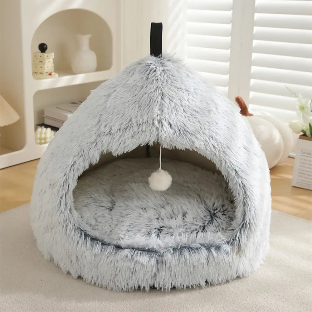 Warm Plush Cozy Hideaway Cat Cave Dog Bed - Dog Beds main product image | Petix pet supplies for dogs and cats