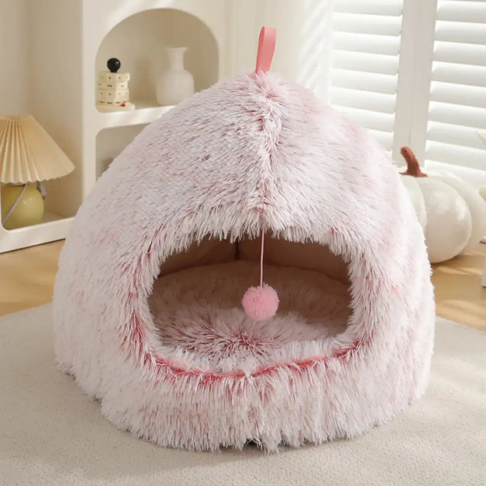 Warm Plush Cozy Hideaway Cat Cave Dog Bed - Dog Beds detail view 4 | Petix pet supplies for dogs and cats