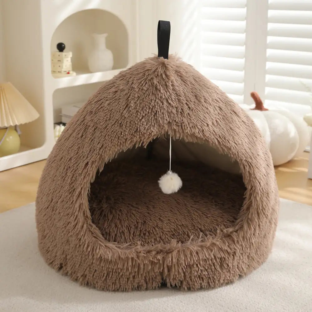 Warm Plush Cozy Hideaway Cat Cave Dog Bed - Dog Beds detail view 7 | Petix pet supplies for dogs and cats