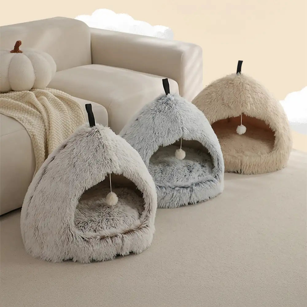 Warm Plush Cozy Hideaway Cat Cave Dog Bed - Dog Beds detail view 9 | Petix pet supplies for dogs and cats
