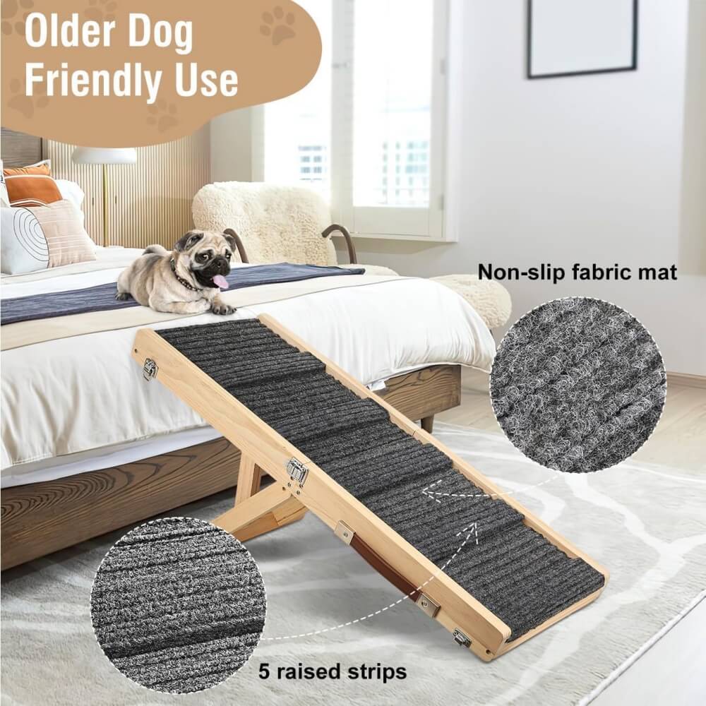 Wooden Dog Ramp 4 Levels Height Adjustable Foldable Dog Stairs - Dog... detail view 5 | Petix pet supplies for dogs and cats