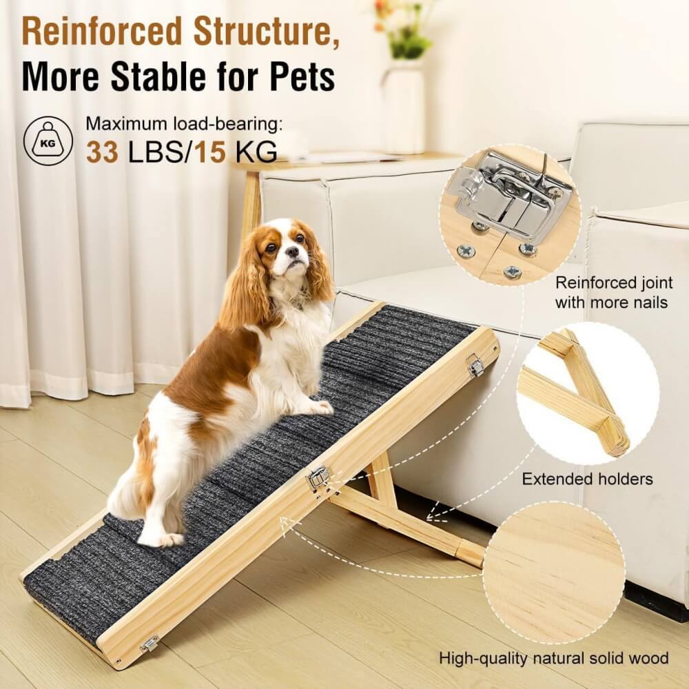 Wooden Dog Ramp 4 Levels Height Adjustable Foldable Dog Stairs - Dog... detail view 3 | Petix pet supplies for dogs and cats