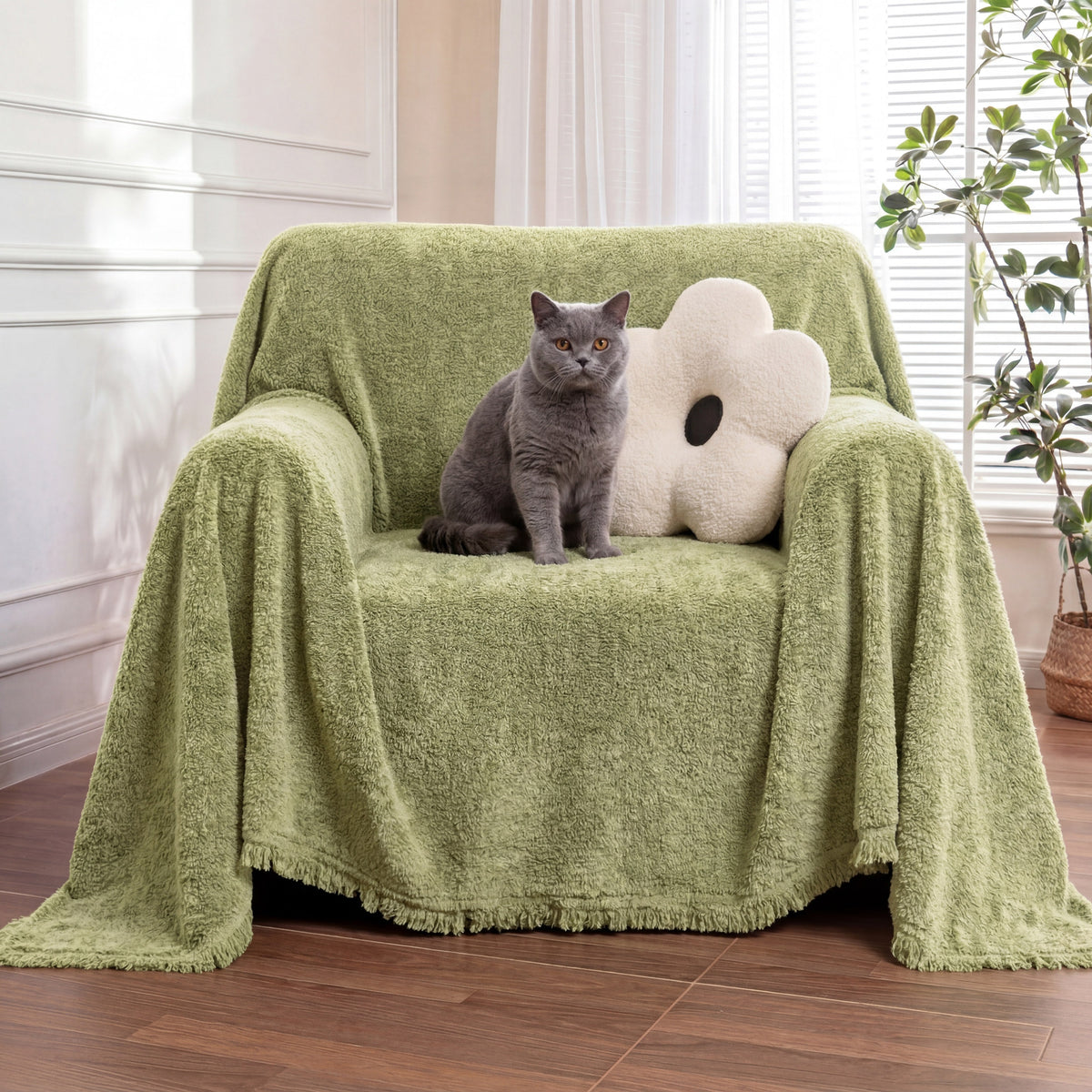 Soft Plush Water-resistant Multi-Purpose Furniture Prote... lifestyle and size view 18 | Petix pet supplies for dogs and cats