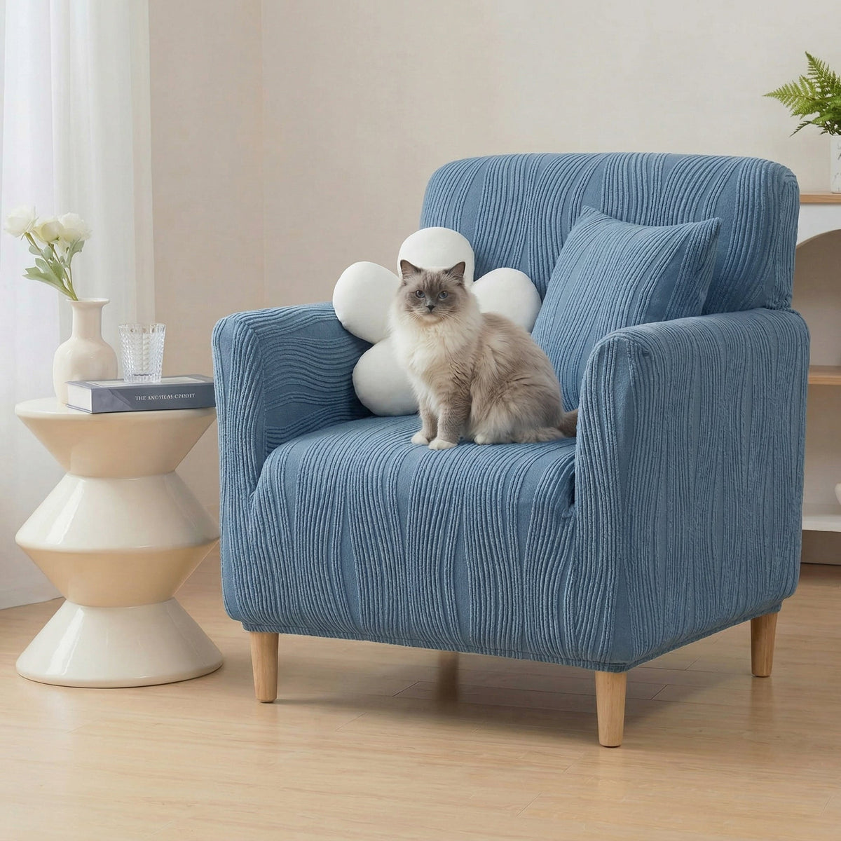 Jacquard Stretch Full-Cover Anti-scratch Armchair Cover - Couch Cover detail view 3 | Petix pet supplies for dogs and cats