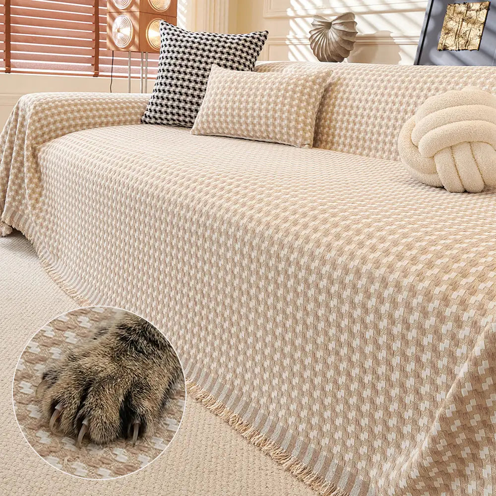 Puzzle Textured Chenille Scratch-Resistant Sofa Large Blanket Couch C... detail view 6 | Petix pet supplies for dogs and cats