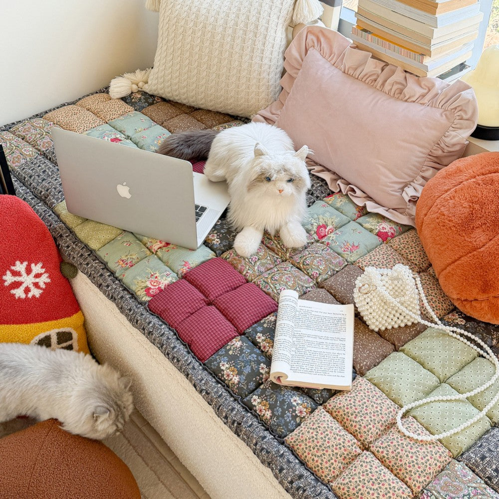 Handmade Vintage Floral Soft Stuffed Pet Mat Non-Slip Couch Cover... detail view 10 | Petix pet supplies for dogs and cats