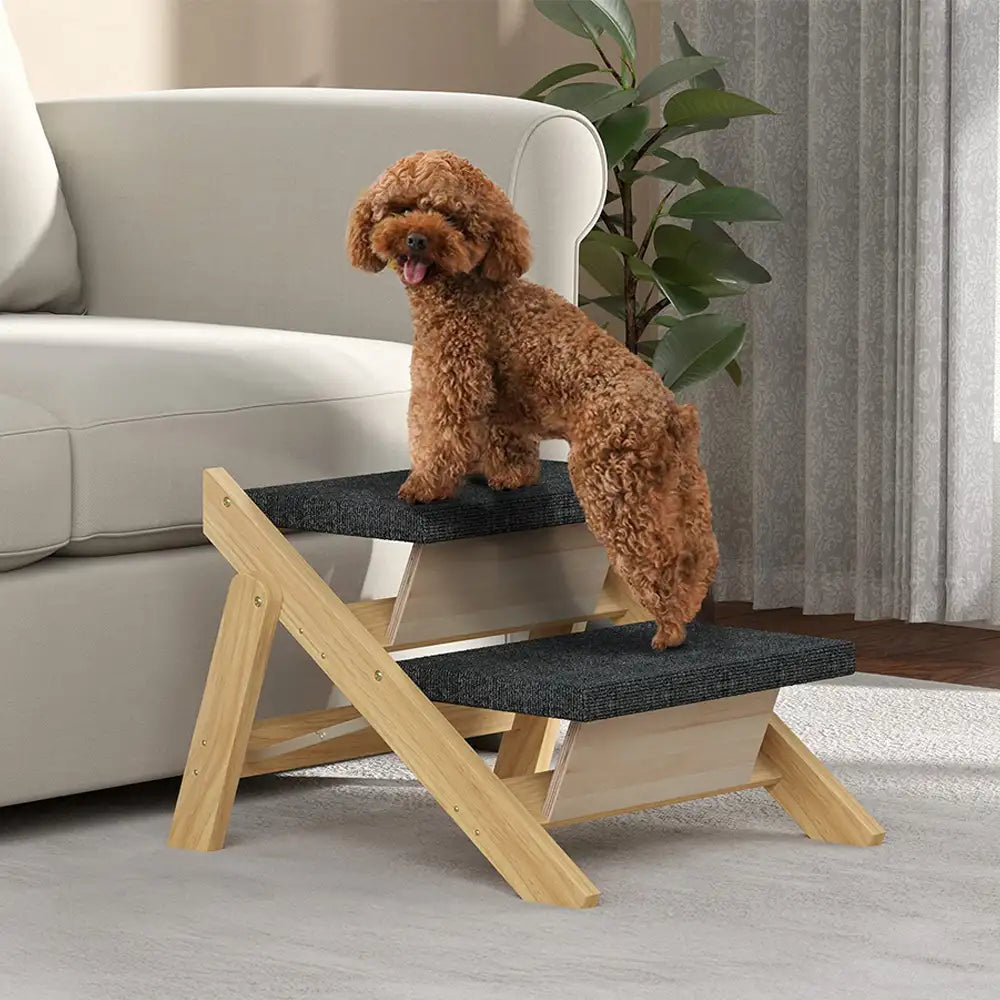 2-in-1 Foldable Wooden Dog Stairs & Ramp with Non-Slip Pad – Dog Stairs (main) | Petix pet supplies for dogs and cats