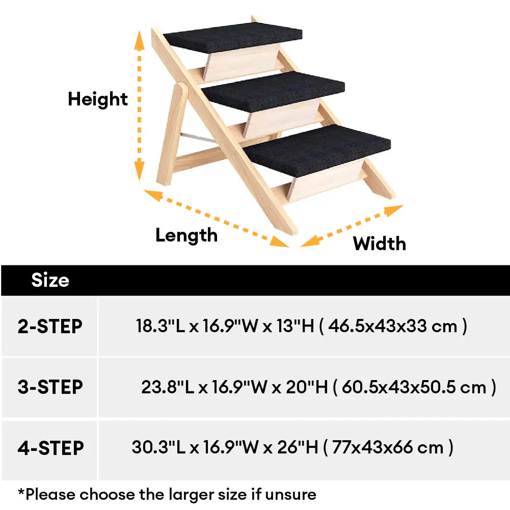 2-in-1 Foldable Wooden Dog Stairs & Ramp with Non-Slip Pad – Dog Stairs (view 11) | Petix pet supplies for dogs and cats