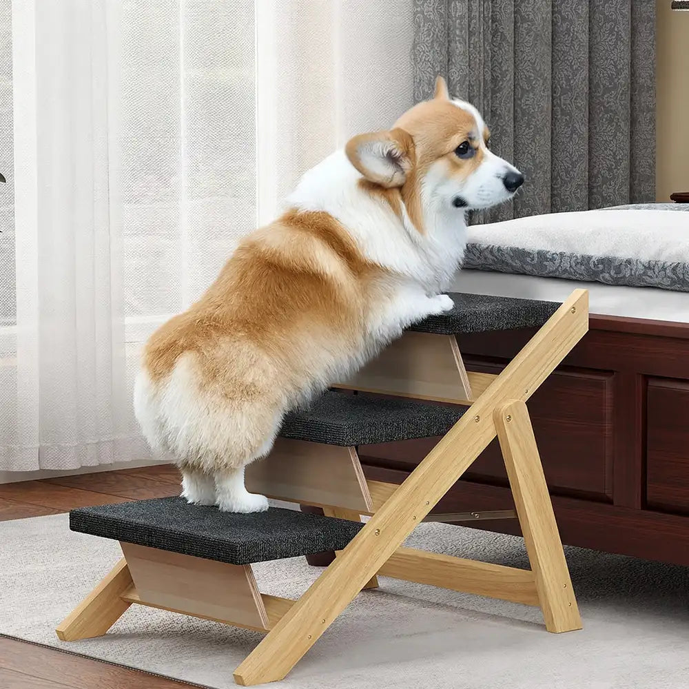 2-in-1 Foldable Wooden Dog Stairs & Ramp with Non-Slip Pad – Dog Stairs (view 13) | Petix pet supplies for dogs and cats