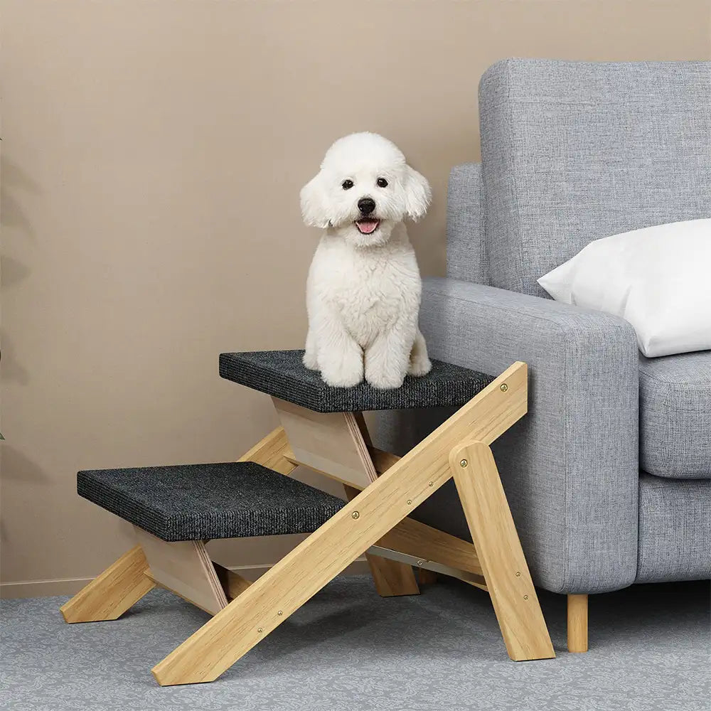 2-in-1 Foldable Wooden Dog Stairs & Ramp with Non-Slip Pad – Dog Stairs (view 4) | Petix pet supplies for dogs and cats