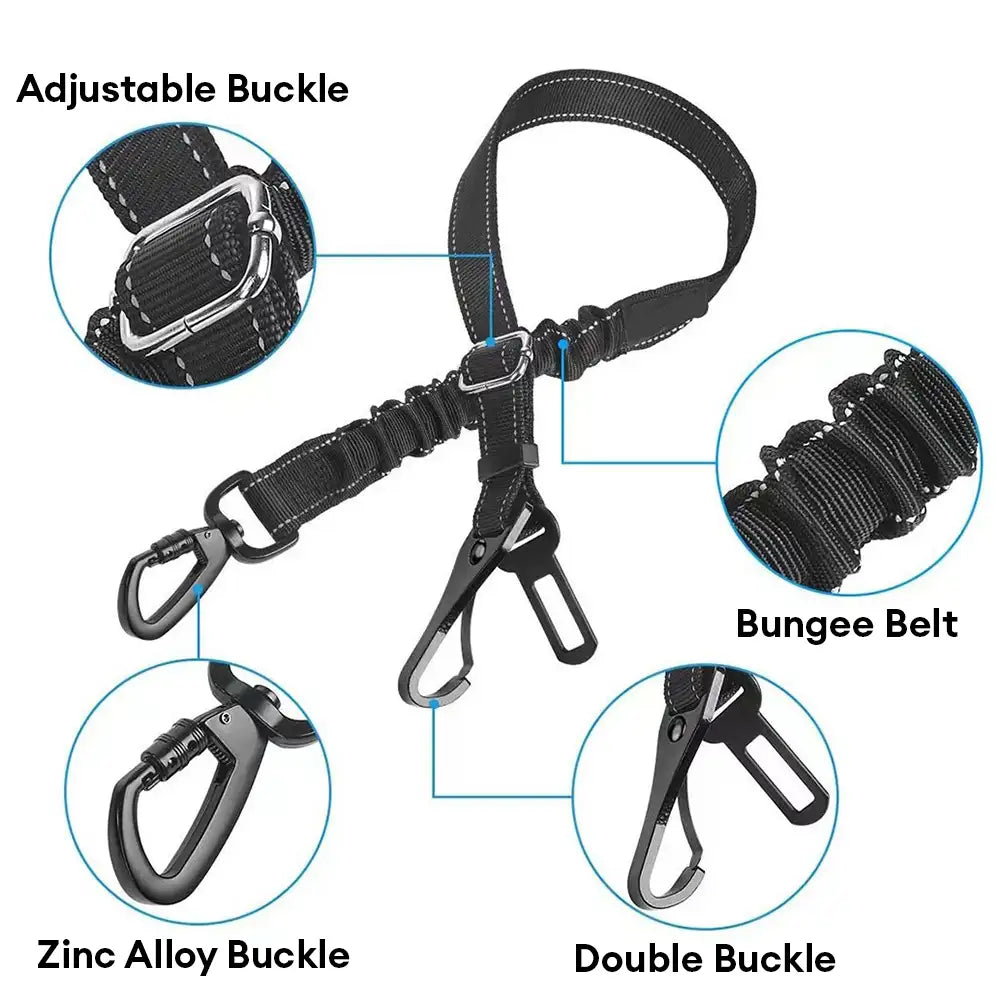 3 in 1 Dog Car Seat Belt Bungee With 360° Lockable Buckle & Hook Latch – Car Accessori… | Petix pet supplies for dogs and cats
