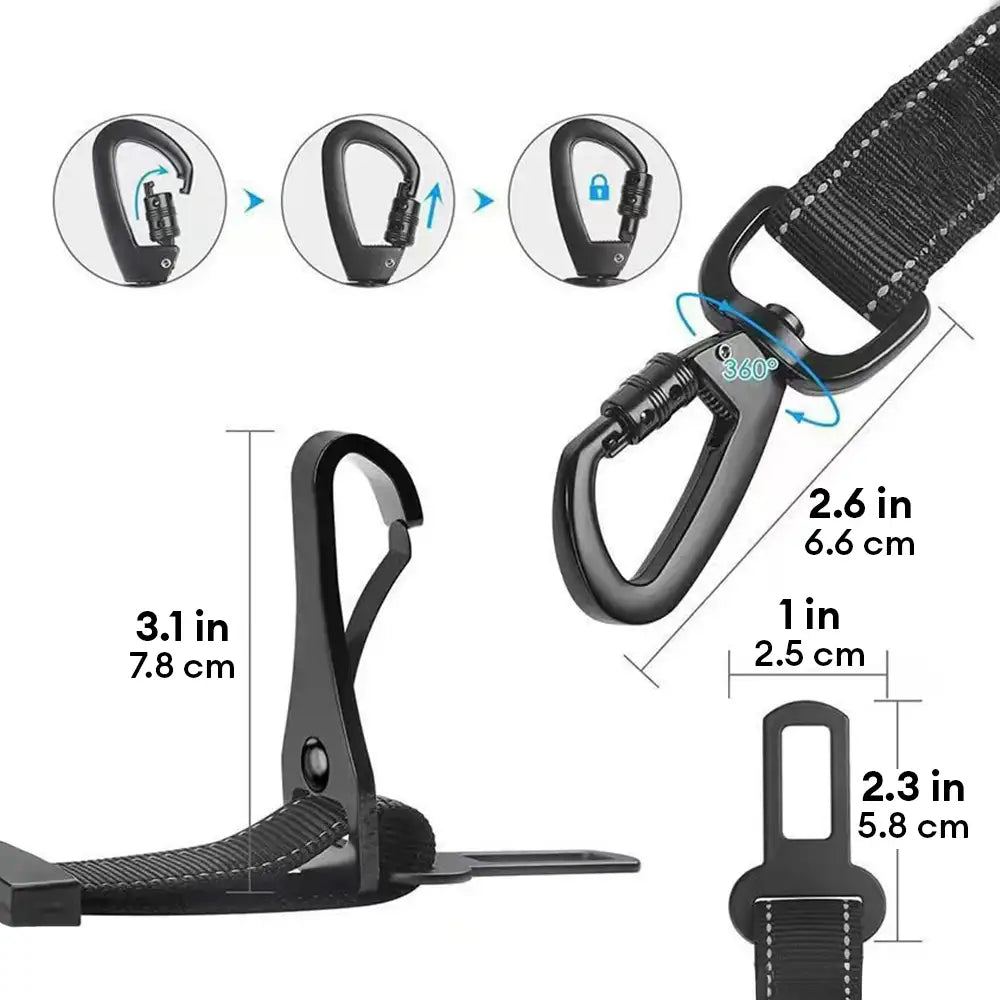 3 in 1 Dog Car Seat Belt Bungee With 360° Lockable Buckle & Hook Latch – Car Accessori… | Petix pet supplies for dogs and cats