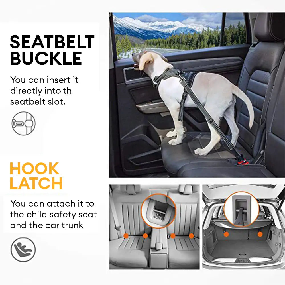 3 in 1 Dog Car Seat Belt Bungee With 360° Lockable Buckle & Hook Latch – Car Accessori… | Petix pet supplies for dogs and cats