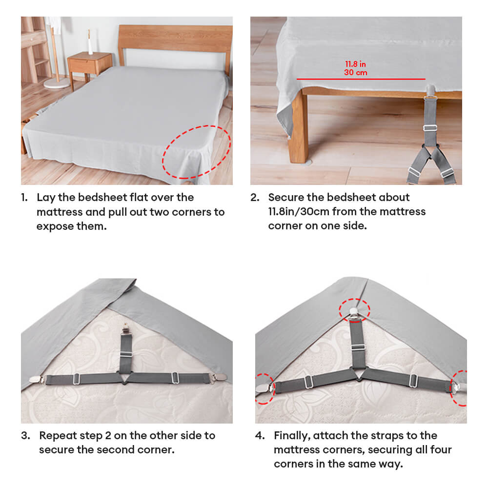 Adjustable Non-Slip Elastic Bed Sheet Straps with Metal Clips – Bedding (view 7) | Petix pet supplies for dogs and cats