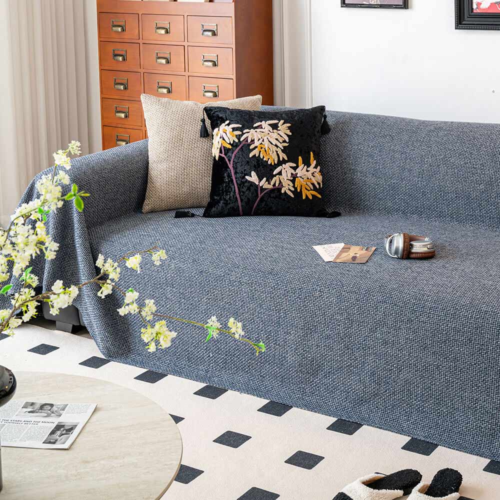 Breathable Woven Linen-Look Scratch-Resistant Throw Couch Cover – Couch Cover (view 12) | Petix pet supplies for dogs and cats