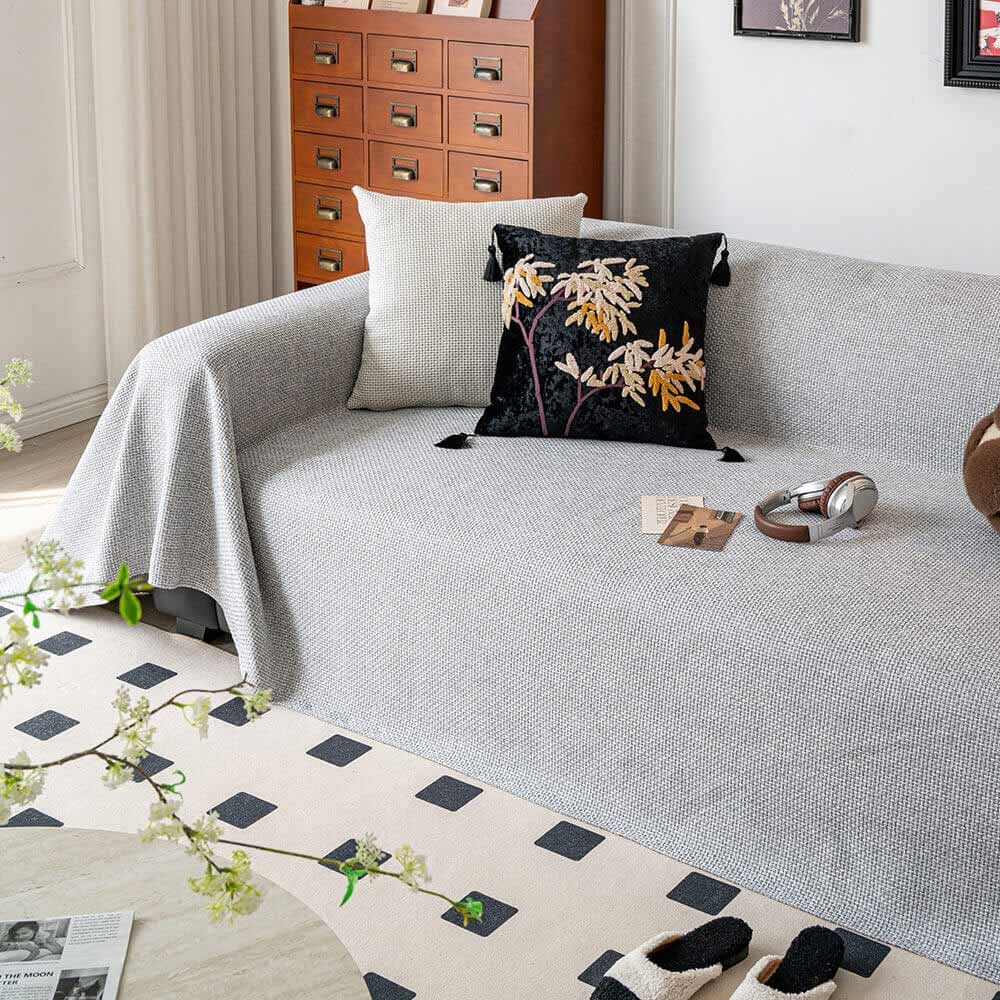 Breathable Woven Linen-Look Scratch-Resistant Throw Couch Cover – Couch Cover (view 2) | Petix pet supplies for dogs and cats