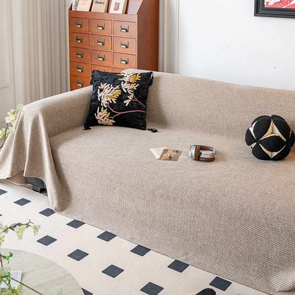 Breathable Woven Linen-Look Scratch-Resistant Throw Couch Cover – Couch Cover (view 7) | Petix pet supplies for dogs and cats