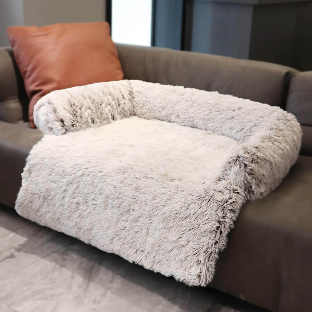 Calming Furniture Protector Dog Bed - Fuzzy Backrest – Couch Cover (view 2) | Petix pet supplies for dogs and cats