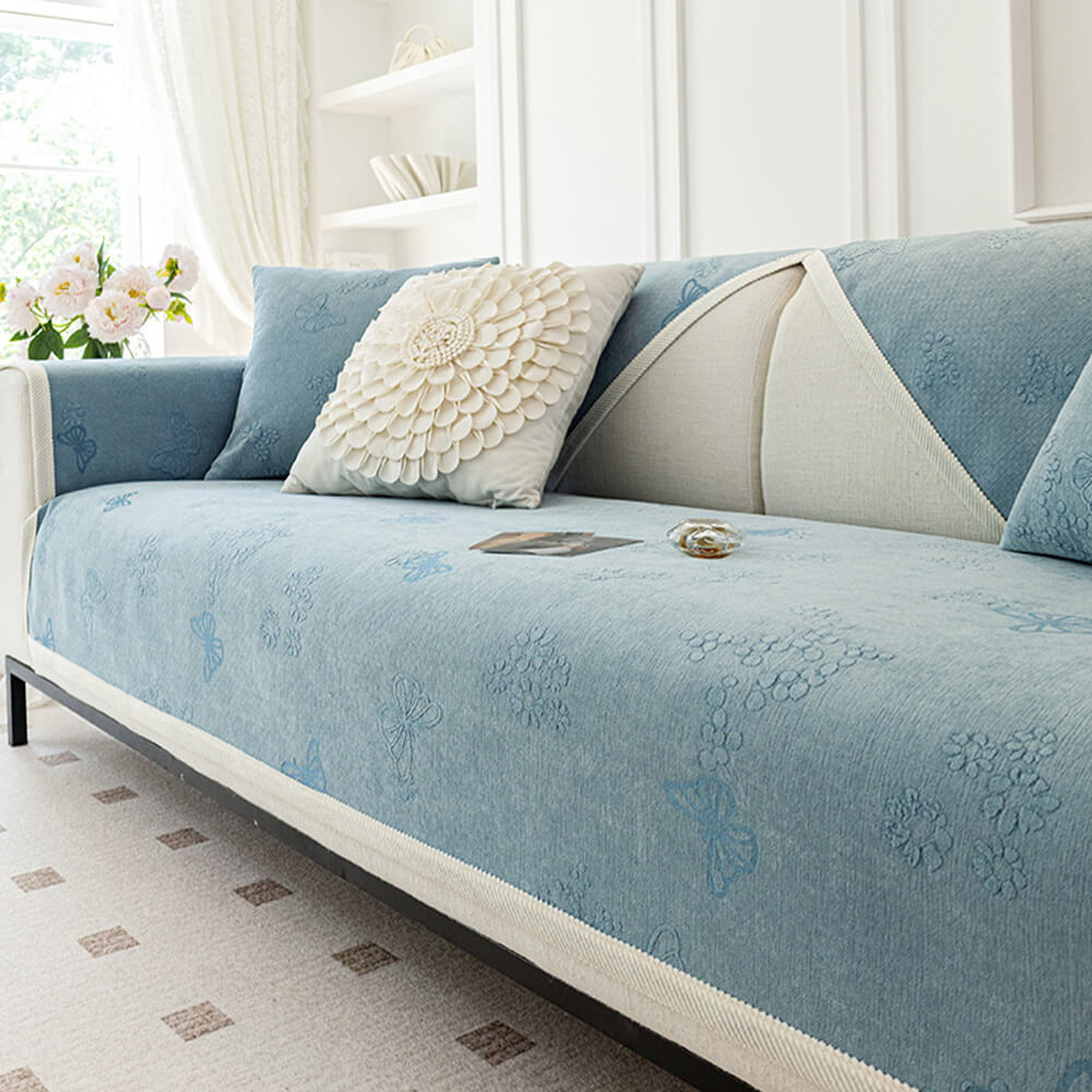 Chenille Anti-Slip Butterfly Pattern Morandi Color Couch Cover – Couch Cover (view 11) | Petix pet supplies for dogs and cats