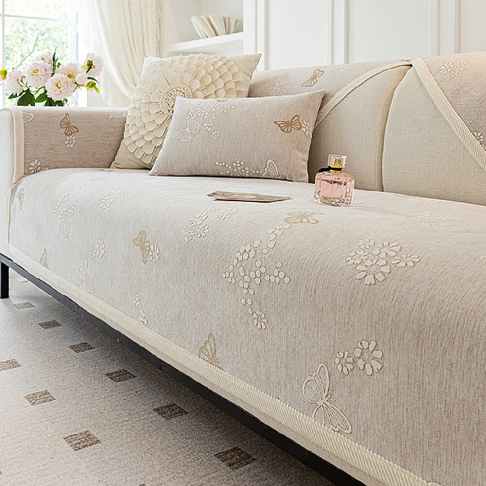 Chenille Anti-Slip Butterfly Pattern Morandi Color Couch Cover – Couch Cover (view 13) | Petix pet supplies for dogs and cats