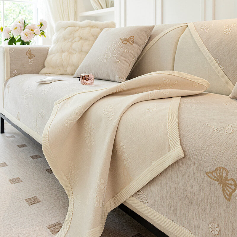 Chenille Anti-Slip Butterfly Pattern Morandi Color Couch Cover – Couch Cover (view 5) | Petix pet supplies for dogs and cats