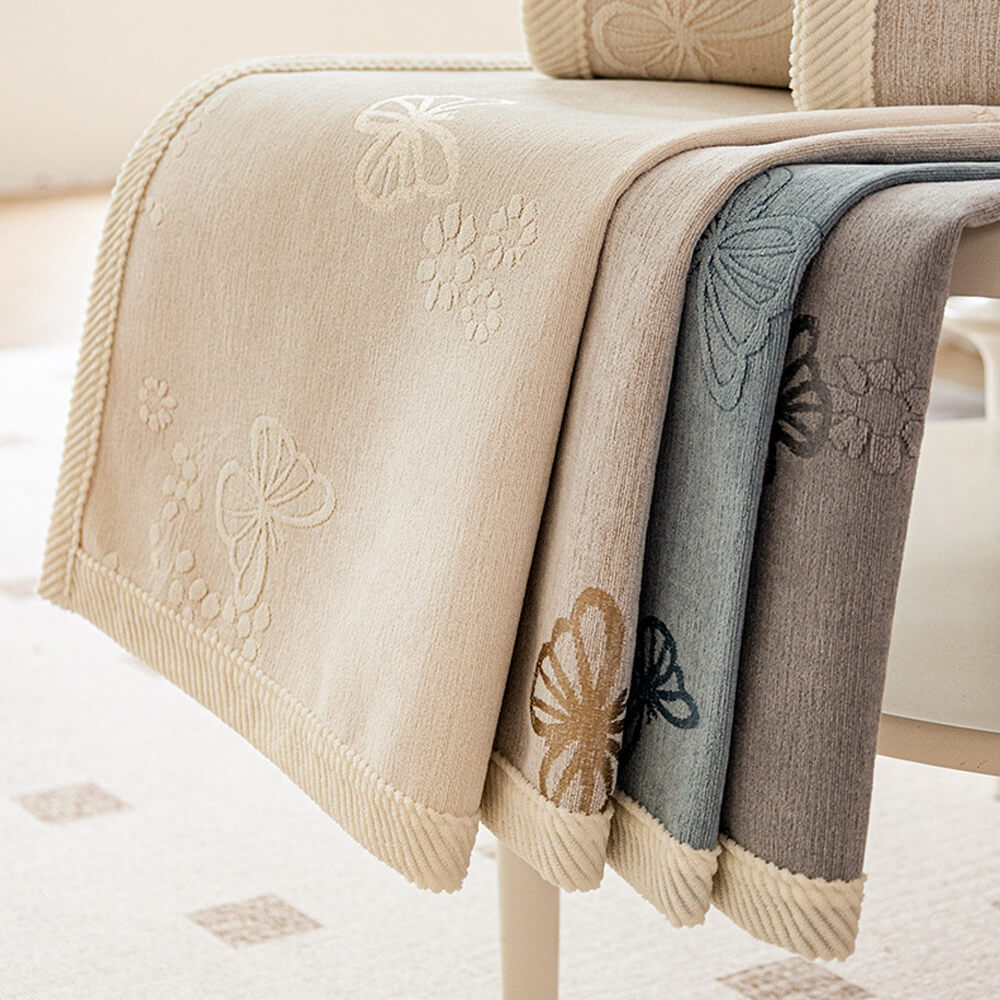 Chenille Anti-Slip Butterfly Pattern Morandi Color Couch Cover – Couch Cover (view 6) | Petix pet supplies for dogs and cats