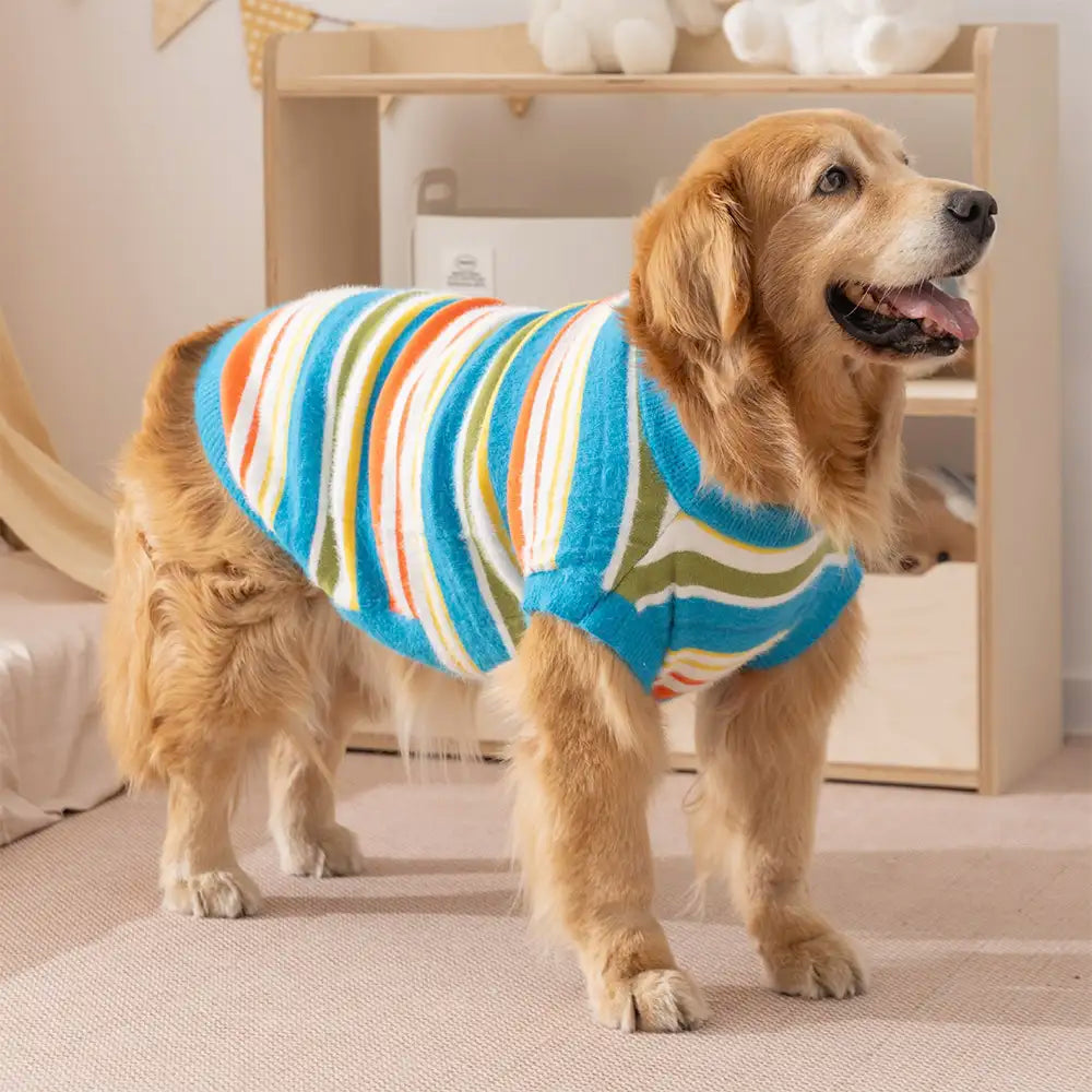 Color Blocked Striped Dog Sweater-Suitable For Large Dogs – Dog Apparel (main) | Petix pet supplies for dogs and cats