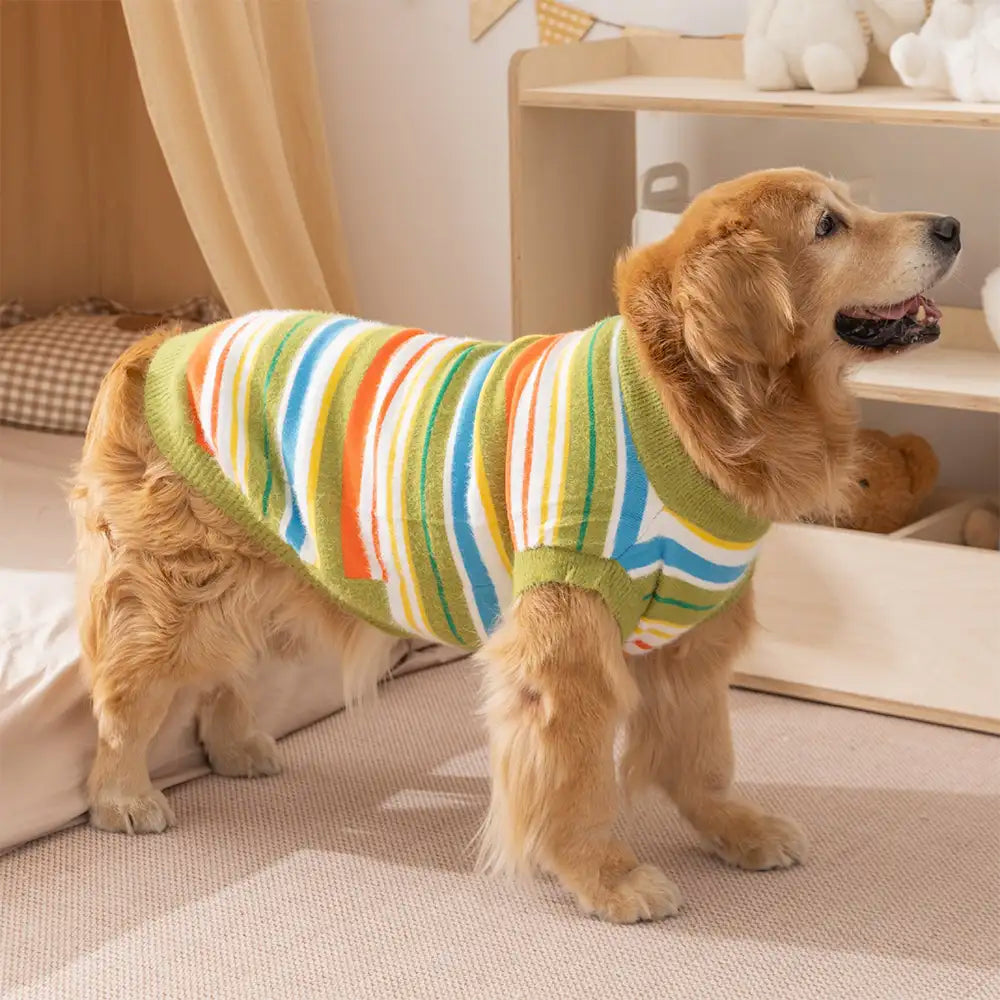 Color Blocked Striped Dog Sweater-Suitable For Large Dogs – Dog Apparel (view 2) | Petix pet supplies for dogs and cats