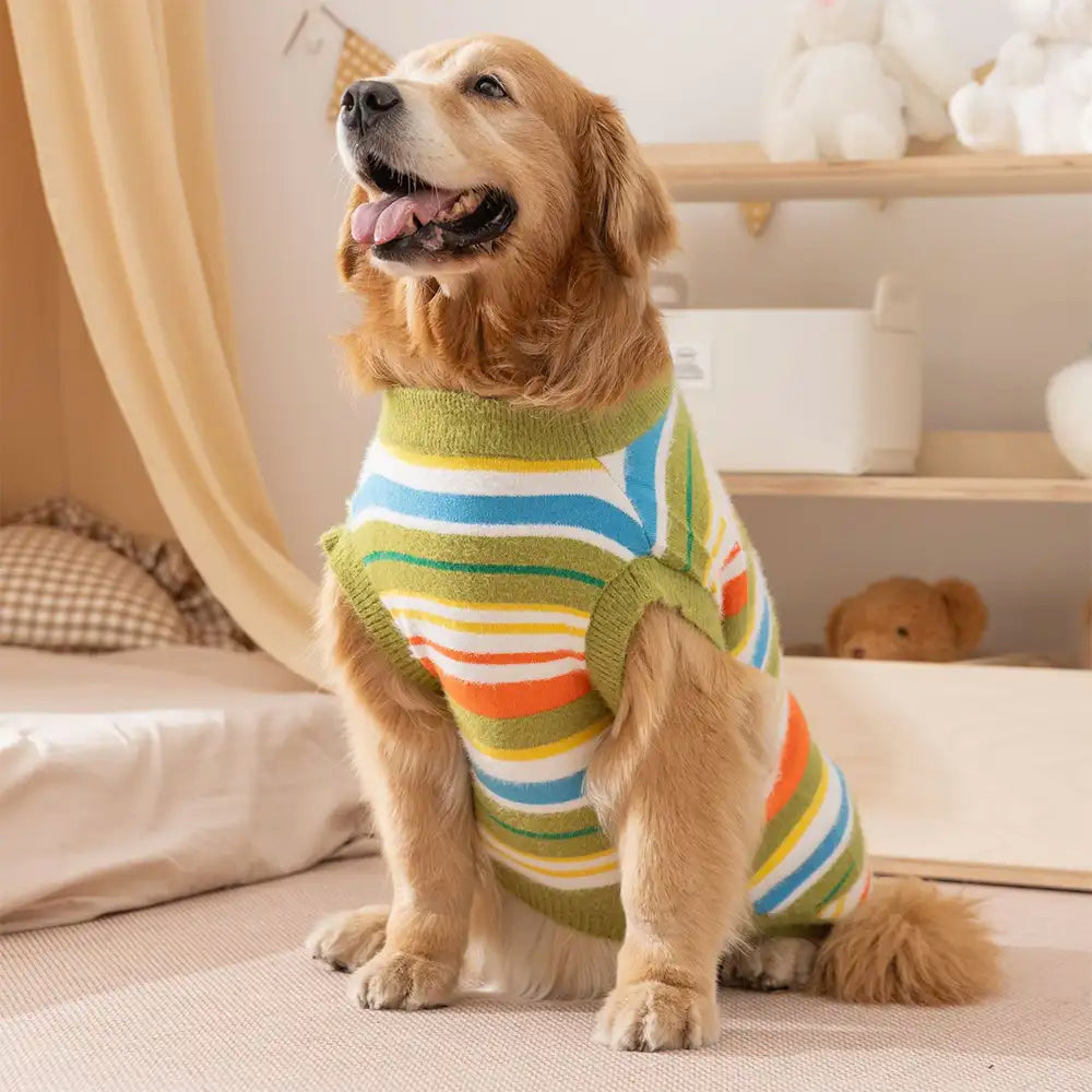 Color Blocked Striped Dog Sweater-Suitable For Large Dogs – Dog Apparel (view 6) | Petix pet supplies for dogs and cats