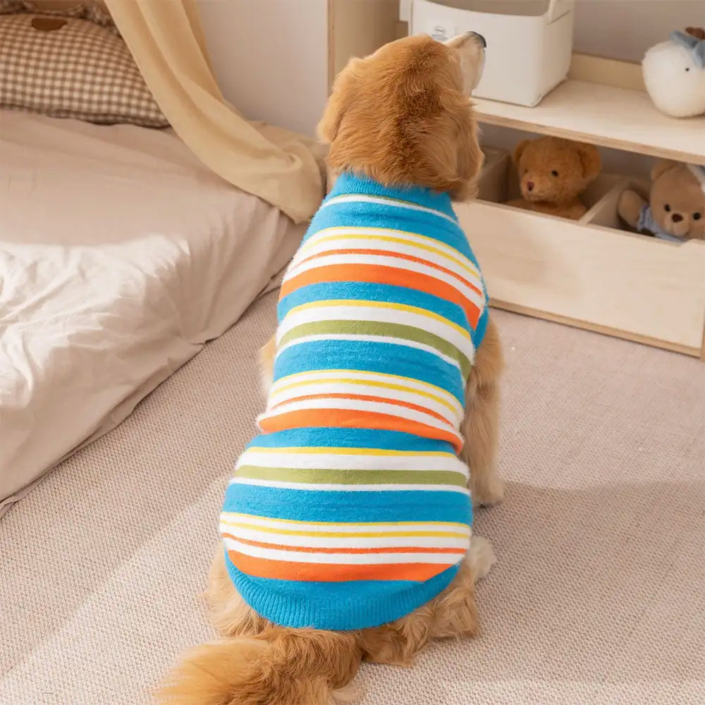 Color Blocked Striped Dog Sweater-Suitable For Large Dogs – Dog Apparel (view 7) | Petix pet supplies for dogs and cats