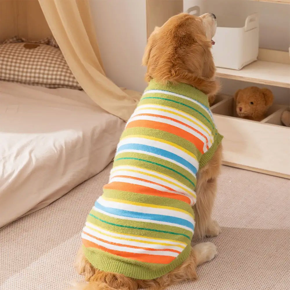 Color Blocked Striped Dog Sweater-Suitable For Large Dogs – Dog Apparel (view 8) | Petix pet supplies for dogs and cats