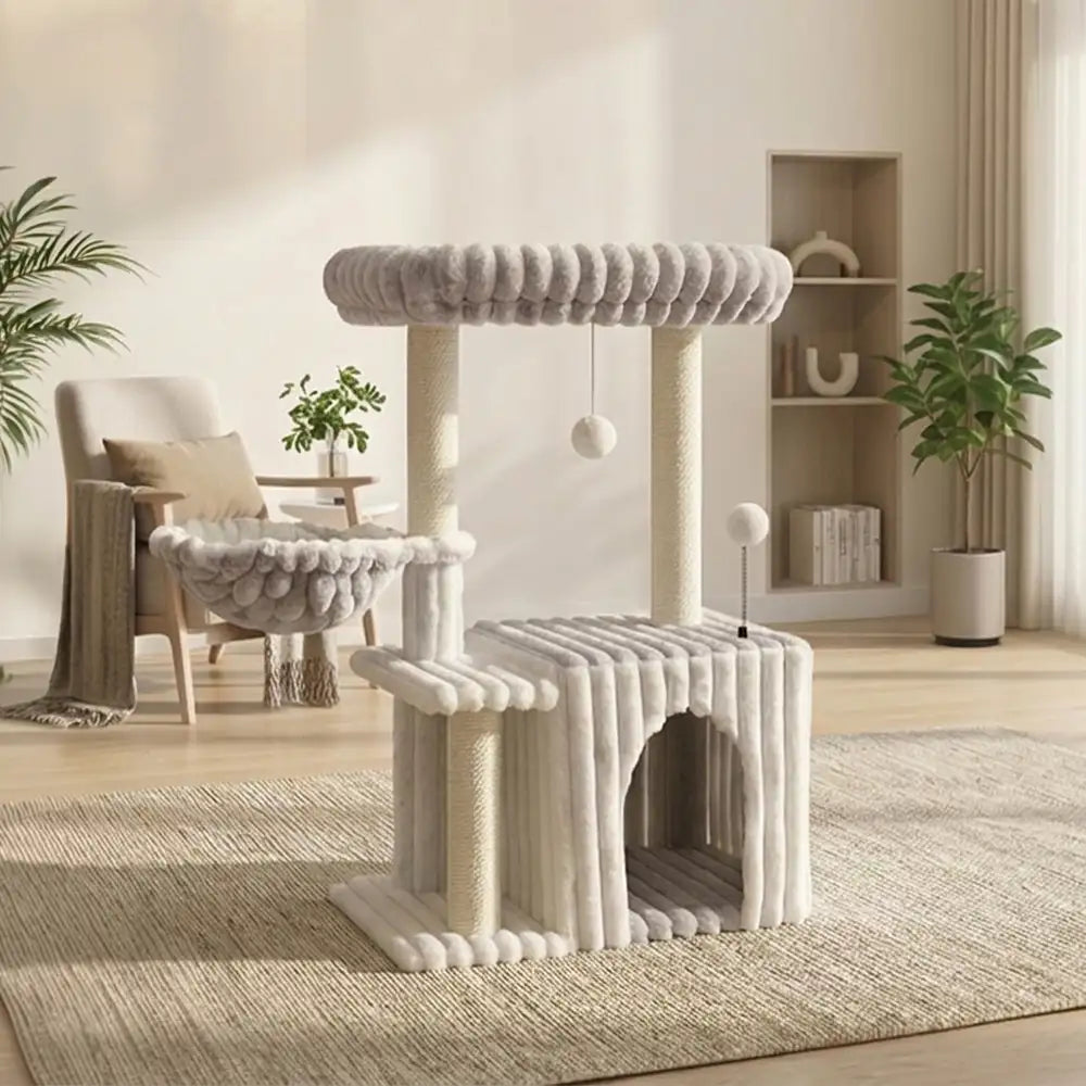 Cozy Fluffy One-Piece Climbing Frame Cat Scratching Cat Tree with Condo – Cat Tree (vi… | Petix pet supplies for dogs and cats