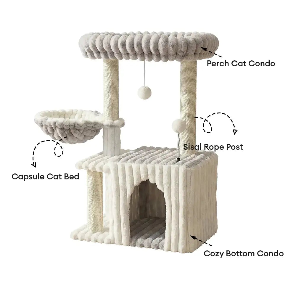 Cozy Fluffy One-Piece Climbing Frame Cat Scratching Cat Tree with Condo – Cat Tree (vi… | Petix pet supplies for dogs and cats