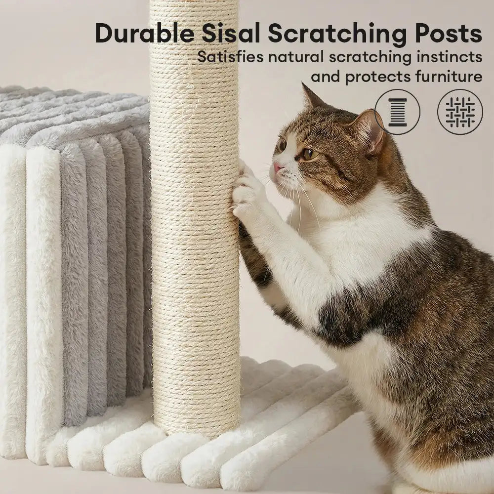 Cozy Fluffy One-Piece Climbing Frame Cat Scratching Cat Tree with Condo – Cat Tree (vi… | Petix pet supplies for dogs and cats