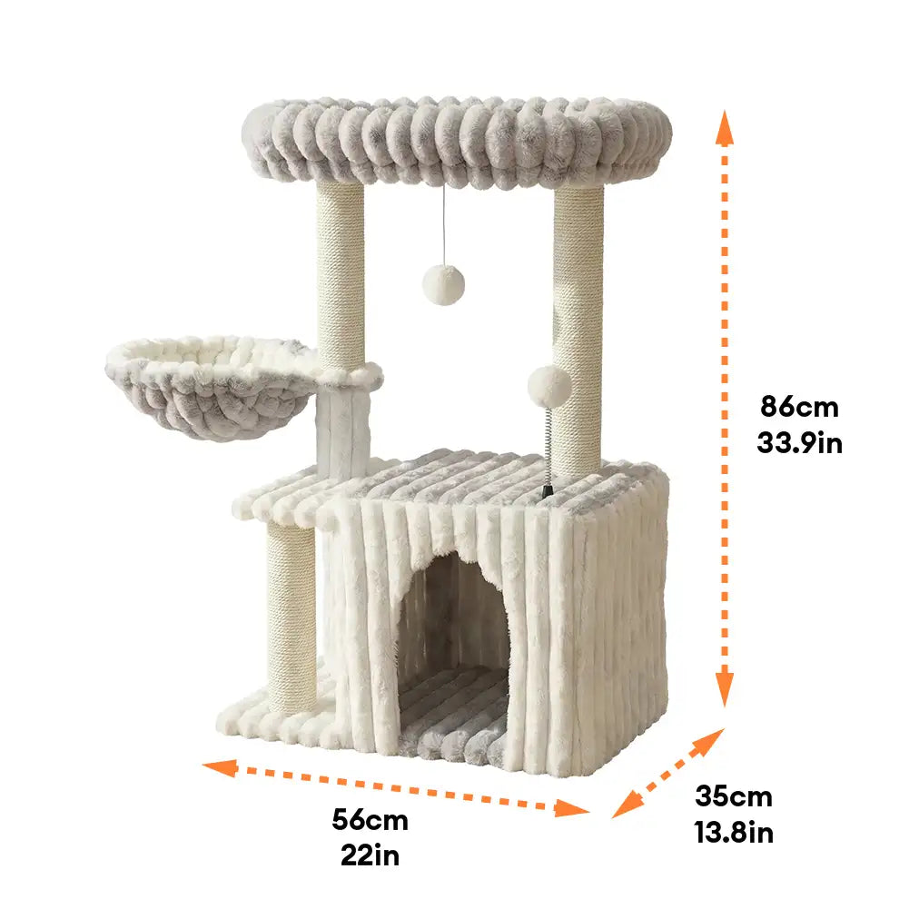 Cozy Fluffy One-Piece Climbing Frame Cat Scratching Cat Tree with Condo – Cat Tree (vi… | Petix pet supplies for dogs and cats