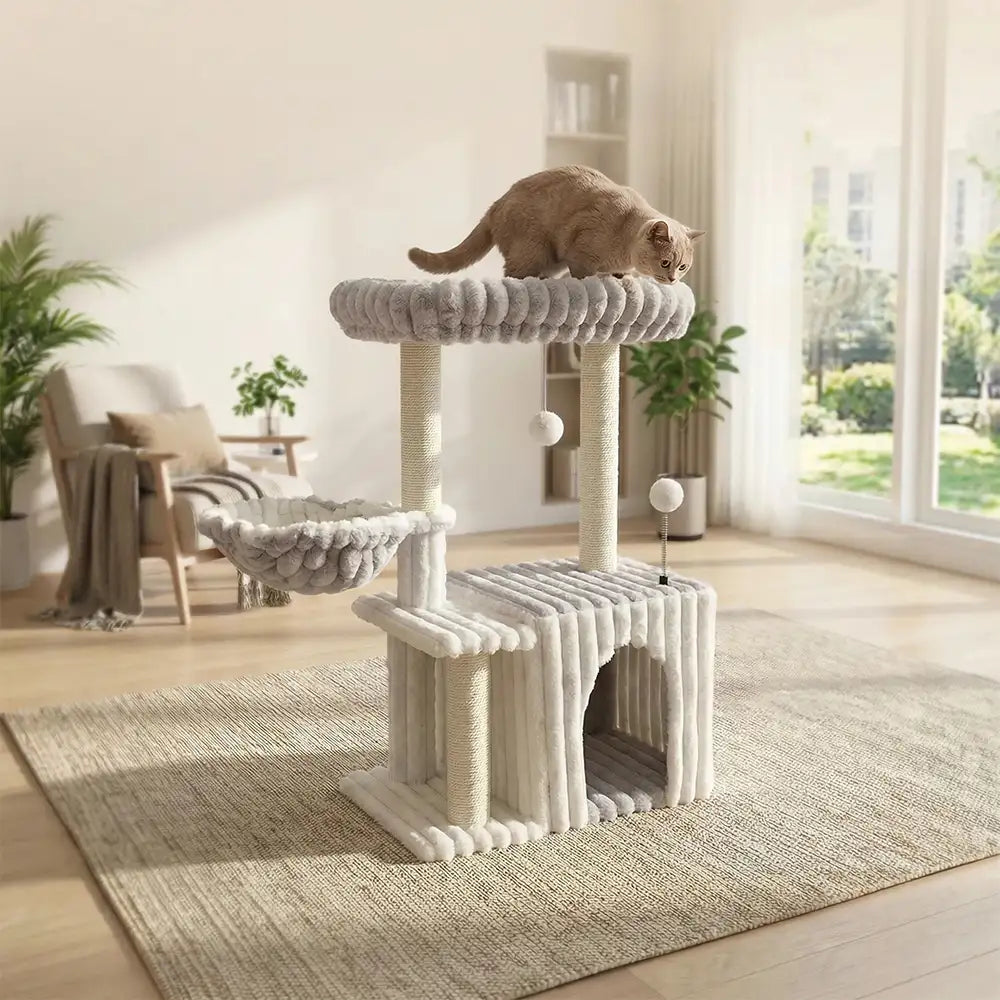 Cozy Fluffy One-Piece Climbing Frame Cat Scratching Cat Tree with Condo – Cat Tree (vi… | Petix pet supplies for dogs and cats
