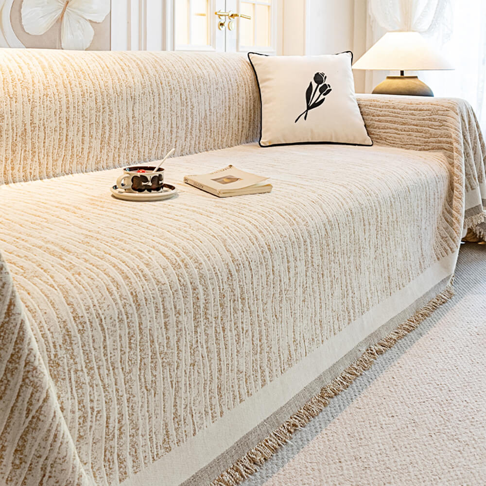 Cream Chenille Textured Pet-Friendly Anti-Scratch Throw Couch Cover – Couch Cover (vie… | Petix pet supplies for dogs and cats
