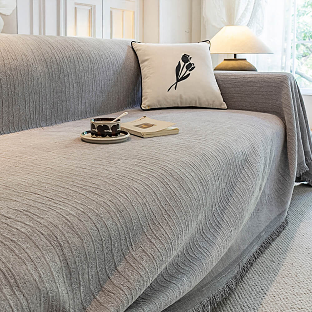 Cream Chenille Textured Pet-Friendly Anti-Scratch Throw Couch Cover – Couch Cover (vie… | Petix pet supplies for dogs and cats