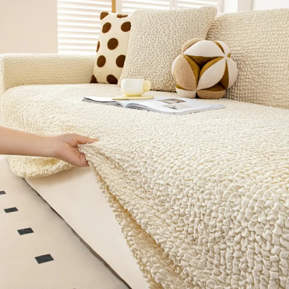 Cream Style Seersucker Breathable Stretchy Full-Coverage Magic Couch Cover – Couch Cov… | Petix pet supplies for dogs and cats
