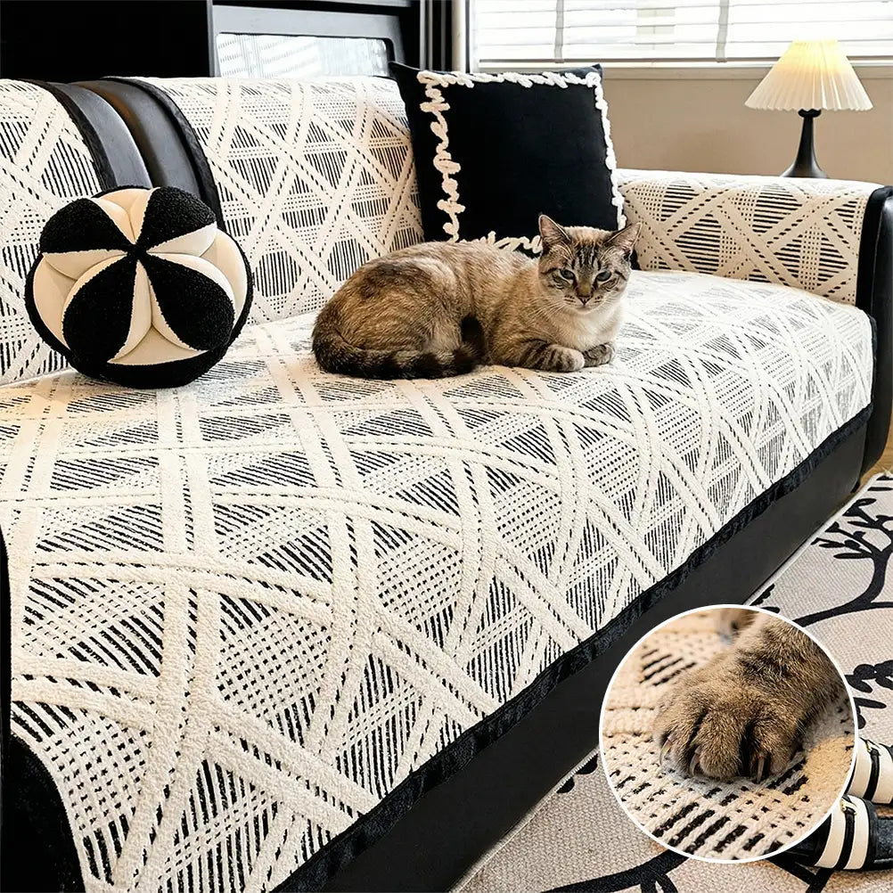 Creative Plaid Pattern Anti-Cat Scratch And Non-Slip Couch Cover - Suitable For All Se… | Petix pet supplies for dogs and cats
