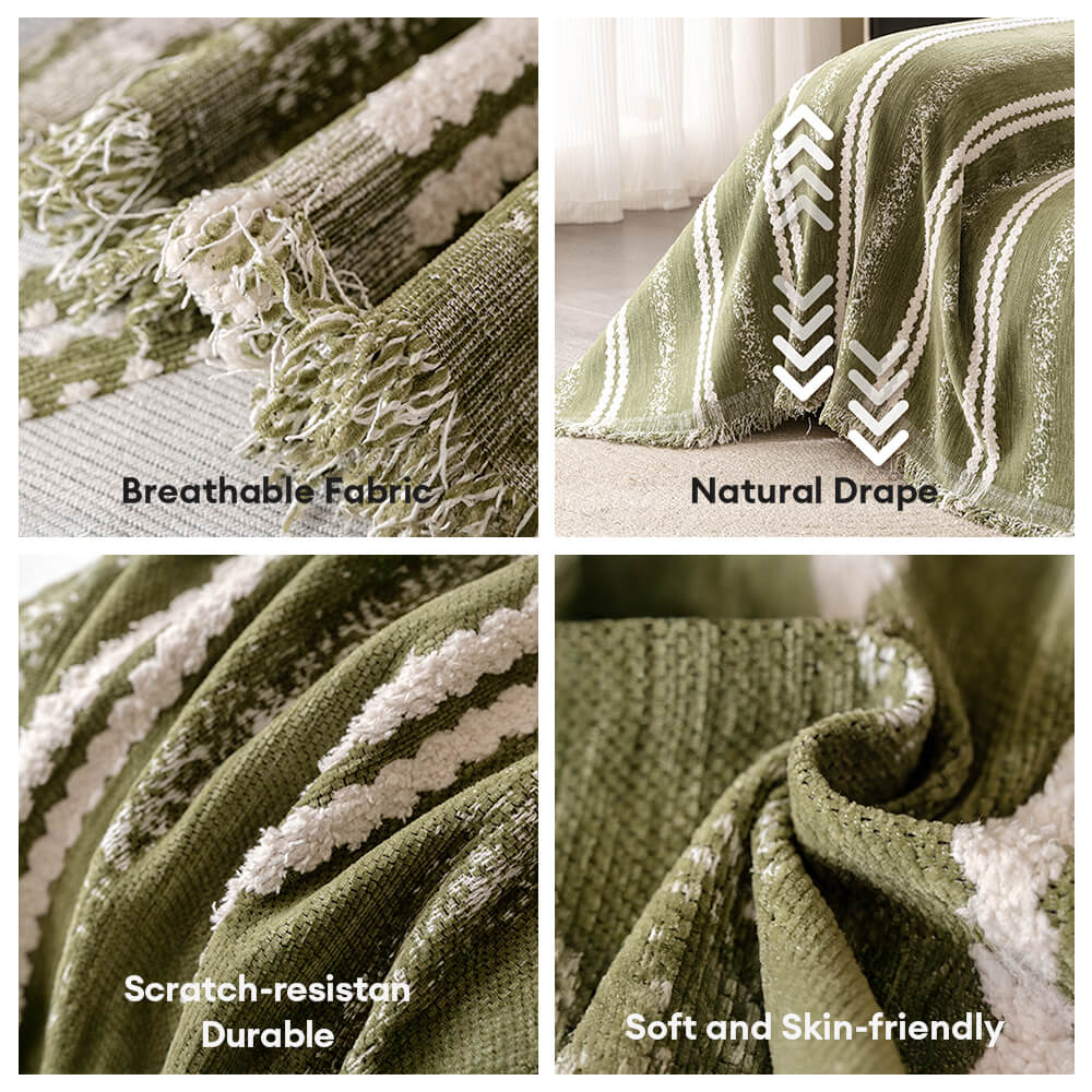 Decorative Stripe Tassel Chenille Throw Couch Cover – Couch Cover (view 12) | Petix pet supplies for dogs and cats
